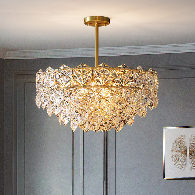 Snowflake Chandelier Light Fixture Vintage Clear Glass Pendant Lighting for Restaurant
