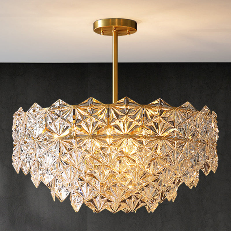 Snowflake Chandelier Light Fixture Vintage Clear Glass Pendant Lighting for Restaurant