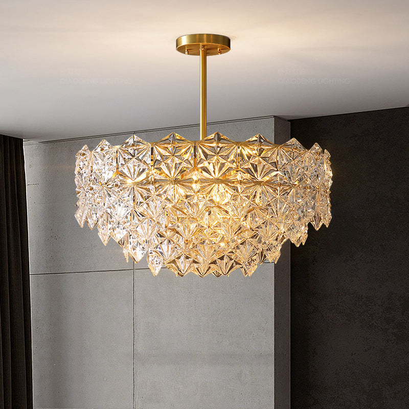 Snowflake Chandelier Light Fixture Vintage Clear Glass Pendant Lighting for Restaurant