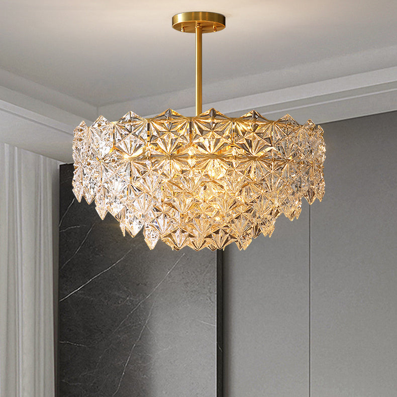 Snowflake Chandelier Light Fixture Vintage Clear Glass Pendant Lighting for Restaurant