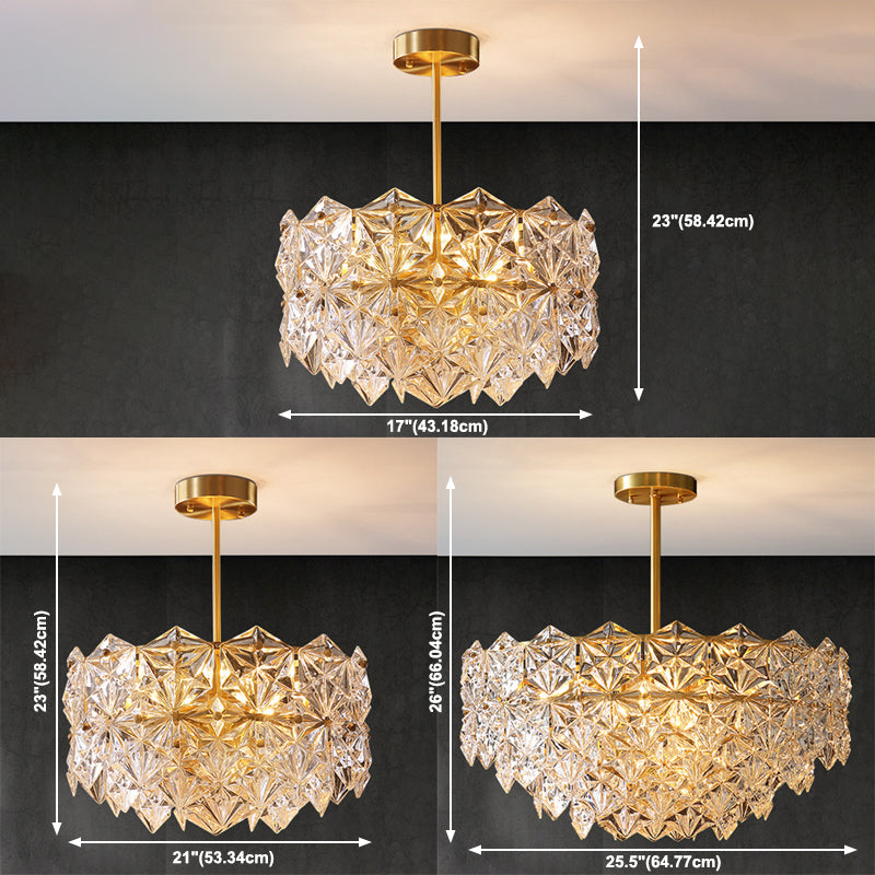 Snowflake Chandelier Light Fixture Vintage Clear Glass Pendant Lighting for Restaurant