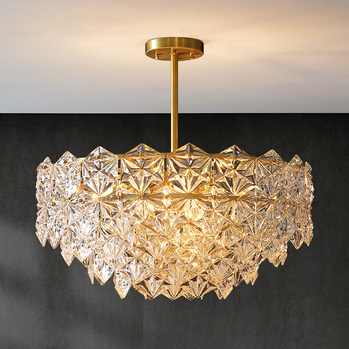 Snowflake Chandelier Light Fixture Vintage Clear Glass Pendant Lighting for Restaurant