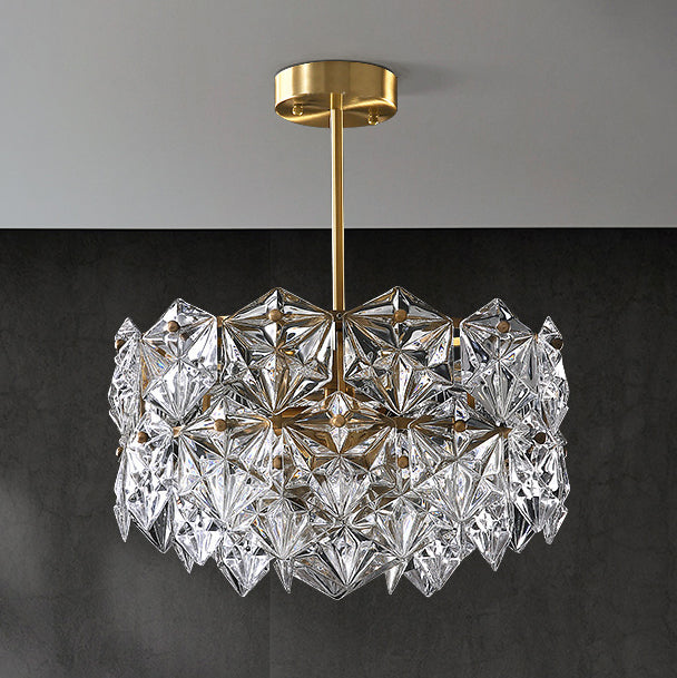 Snowflake Chandelier Light Fixture Vintage Clear Glass Pendant Lighting for Restaurant