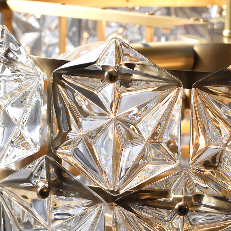 Snowflake Chandelier Light Fixture Vintage Clear Glass Pendant Lighting for Restaurant