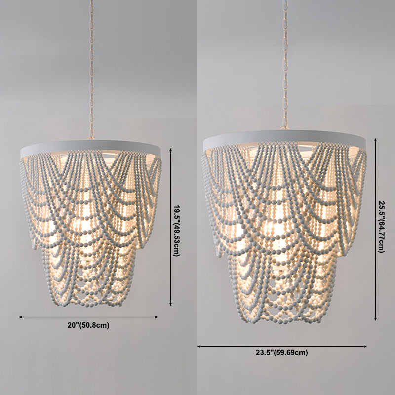 Lustre en bois rétro lustre de style country français de style perle en bois lumière pour le salon