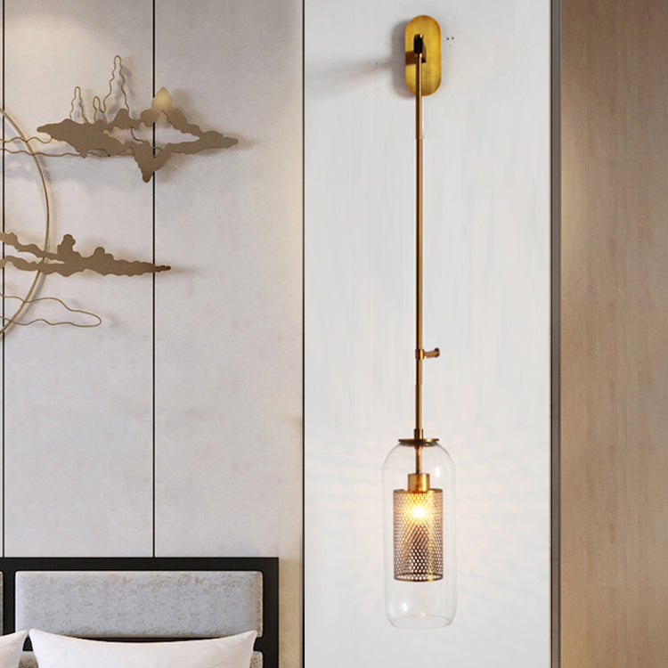 Cylindrical Flush Mount Wall Sconce Modern 1-Light Wall Sconce Lights with Clear Glass Shade
