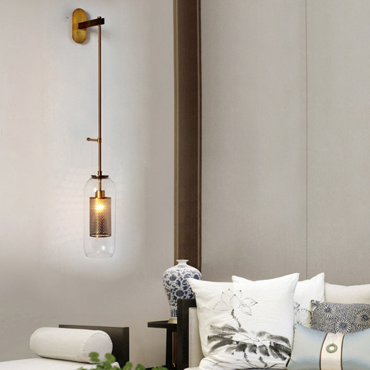 Cylindrical Flush Mount Wall Sconce Modern 1-Light Wall Sconce Lights with Clear Glass Shade