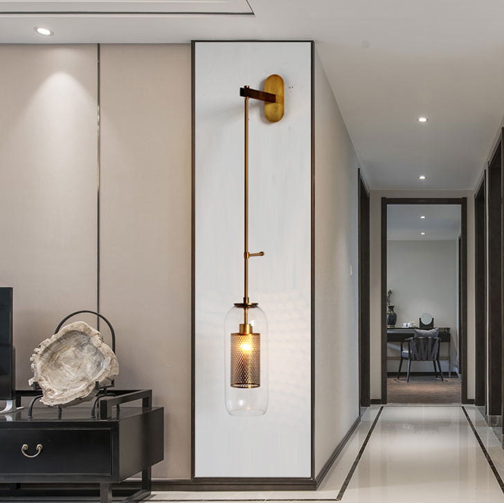 Cylindrical Flush Mount Wall Sconce Modern 1-Light Wall Sconce Lights with Clear Glass Shade