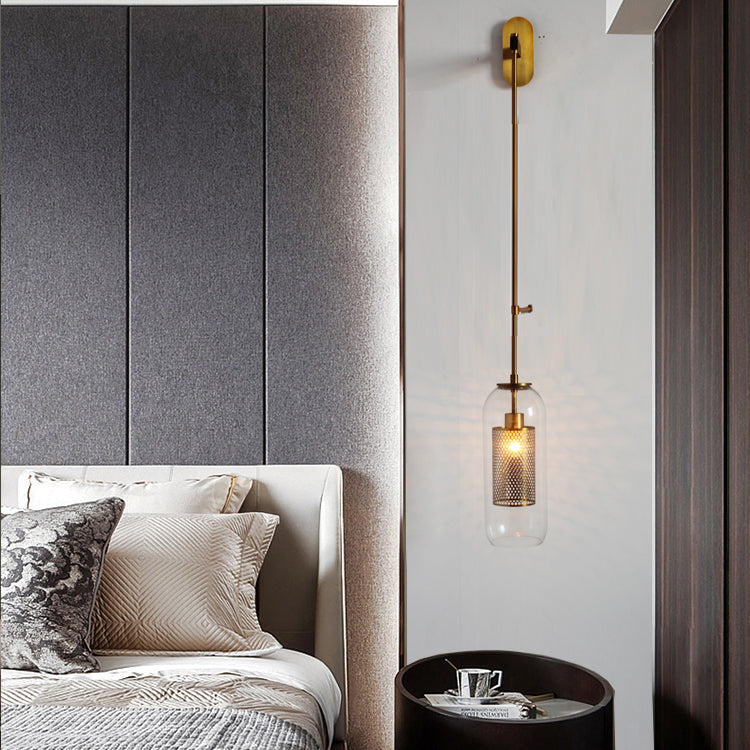 Cylindrical Flush Mount Wall Sconce Modern 1-Light Wall Sconce Lights with Clear Glass Shade