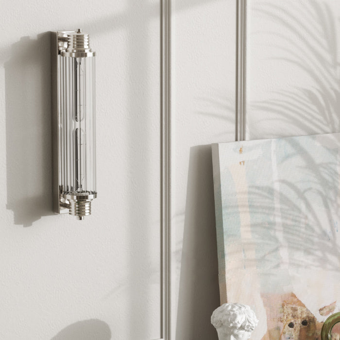 Cilindrische spoelmontage Wand SCONCE Moderne zilveren wand SCONCE Lichten met glazen schaduw