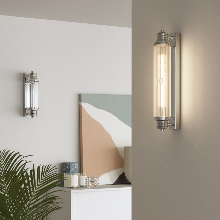 Cilindrische spoelmontage Wand SCONCE Moderne zilveren wand SCONCE Lichten met glazen schaduw