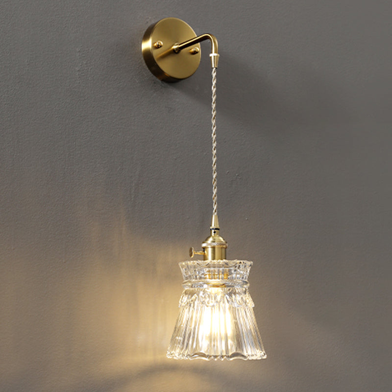 Modern Metal Flush Mount Wall Sconce 1-Light Wall Sconce Lights with Clear Glass Shade