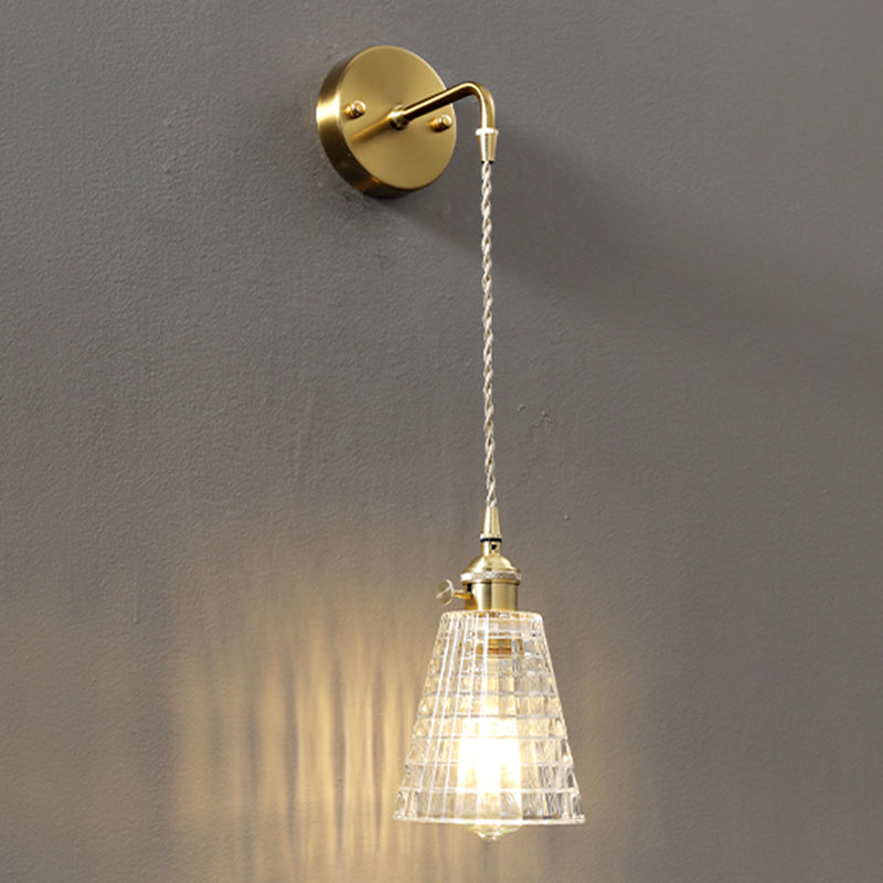 Modern Metal Flush Mount Wall Sconce 1-Light Wall Sconce Lights with Clear Glass Shade