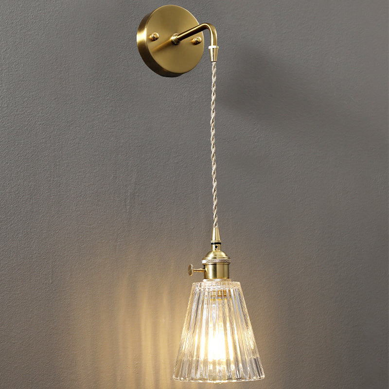 Modern Metal Flush Mount Wall Sconce 1-Light Wall Sconce Lights with Clear Glass Shade