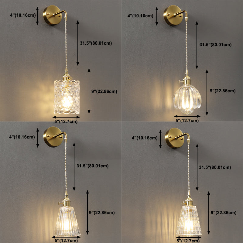 Modern Metal Flush Mount Wall Sconce 1-Light Wall Sconce Lights with Clear Glass Shade