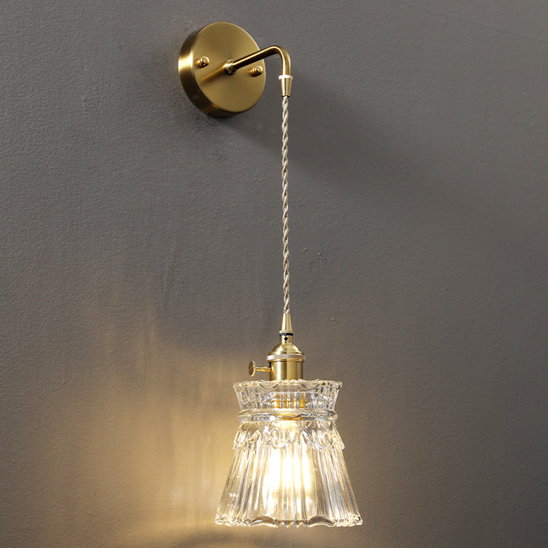 Modern Metal Flush Mount Wall Sconce 1-Light Wall Sconce Lights with Clear Glass Shade