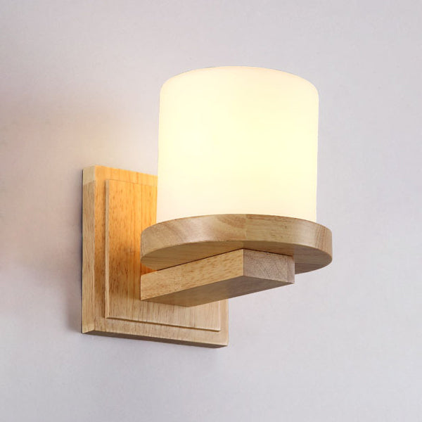 Modern Style Wall Mounted Lamps Wood 1 Light Flush Mount Wall Sconce for Bedroom