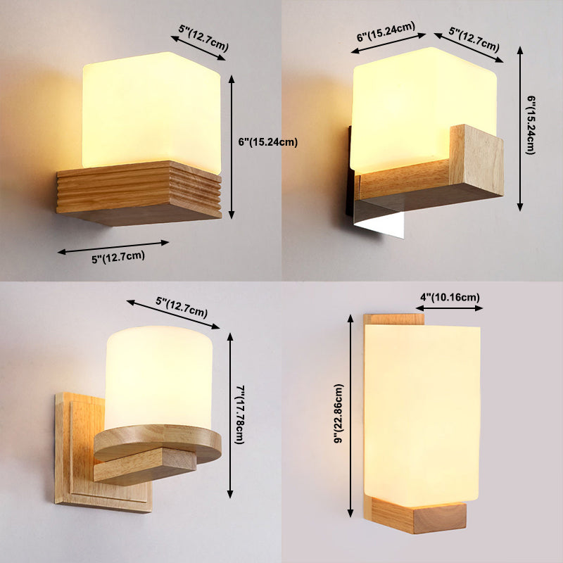 Modern Style Wall Mounted Lamps Wood 1 Light Flush Mount Wall Sconce for Bedroom