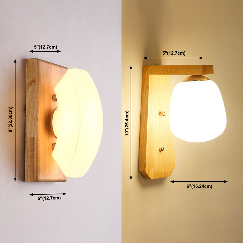Modern Style Wall Mounted Lamps Wood 1 Light Flush Mount Wall Sconce for Bedroom