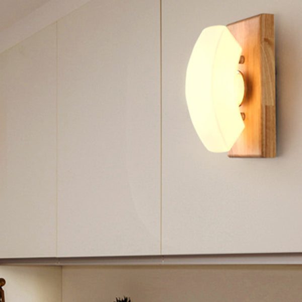Modern Style Wall Mounted Lamps Wood 1 Light Flush Mount Wall Sconce for Bedroom