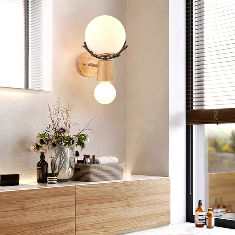 Minimalistic Style Wood Wall Mount Light Fixture Deer Wall Sconce Light for Bedroom