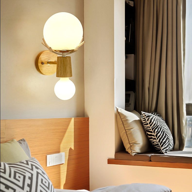 Minimalistic Style Wood Wall Mount Light Fixture Deer Wall Sconce Light for Bedroom