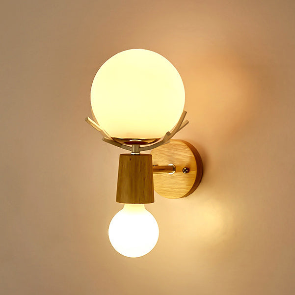 Minimalistic Style Wood Wall Mount Light Fixture Deer Wall Sconce Light for Bedroom