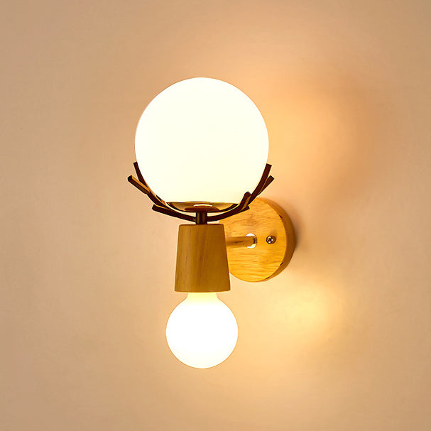 Minimalistic Style Wood Wall Mount Light Fixture Deer Wall Sconce Light for Bedroom