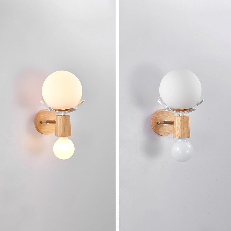 Minimalistic Style Wood Wall Mount Light Fixture Deer Wall Sconce Light for Bedroom