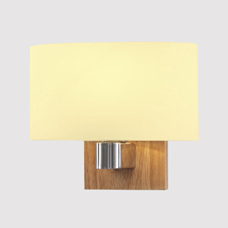 Modern Simple Glass Wall Sconce Wooden 1-Light Wall Light for Bedroom and Aisle