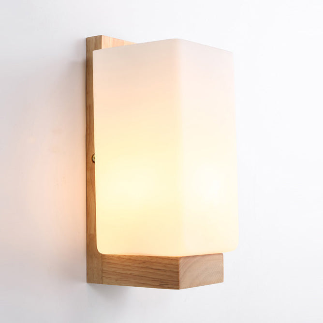 Wood Frame Wall Lighting Contemporary Single Head Wood Sconce Light Fixture for Living Room