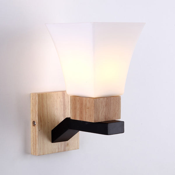 Wood Frame Wall Lighting Contemporary Single Head Wood Sconce Light Fixture for Living Room