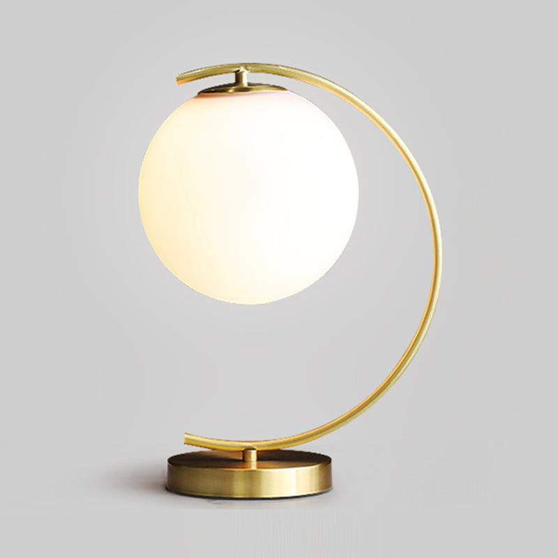 Modern Night Table Lamps 1-Light Bedroom Globe Nightstand Lights with White Glass Shade
