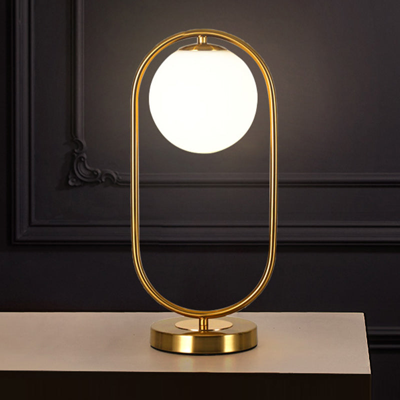 Modern Night Table Lamps 1-Light Bedroom Globe Nightstand Lights with White Glass Shade