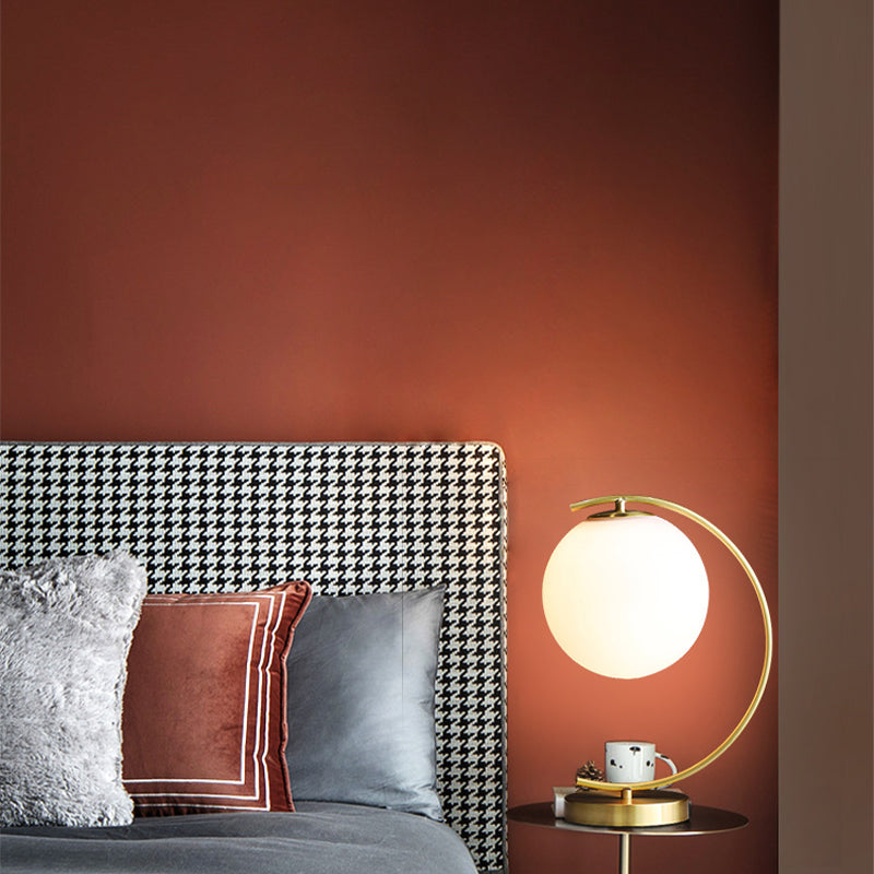 Modern Night Table Lamps 1-Light Bedroom Globe Nightstand Lights with White Glass Shade