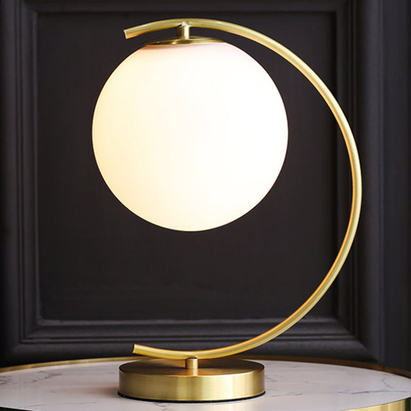 Modern Night Table Lamps 1-Light Bedroom Globe Nightstand Lights with White Glass Shade