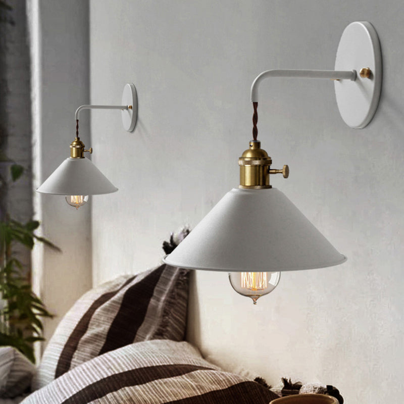 Macaron Color Nordic Wall Sconce Flared Metal Shade 1-Head Wall Lamp for Bedside Dinning Room
