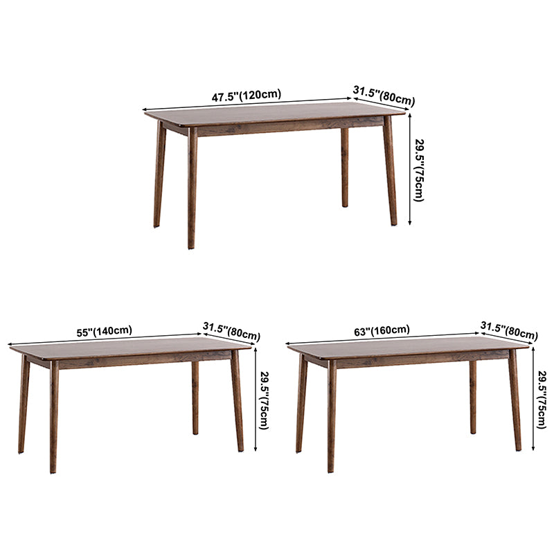 Rectangle Rubber Wood Table Modern Dining Table in Walnut with 4 Legs for Restaurant