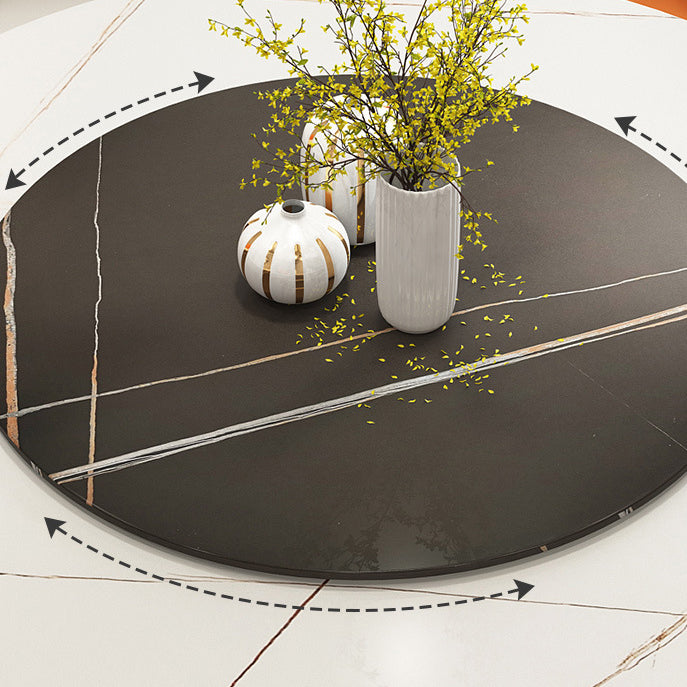 Table à manger en pierre fritrée de style moderne Table ronde de base piédestal pour la maison avec platine