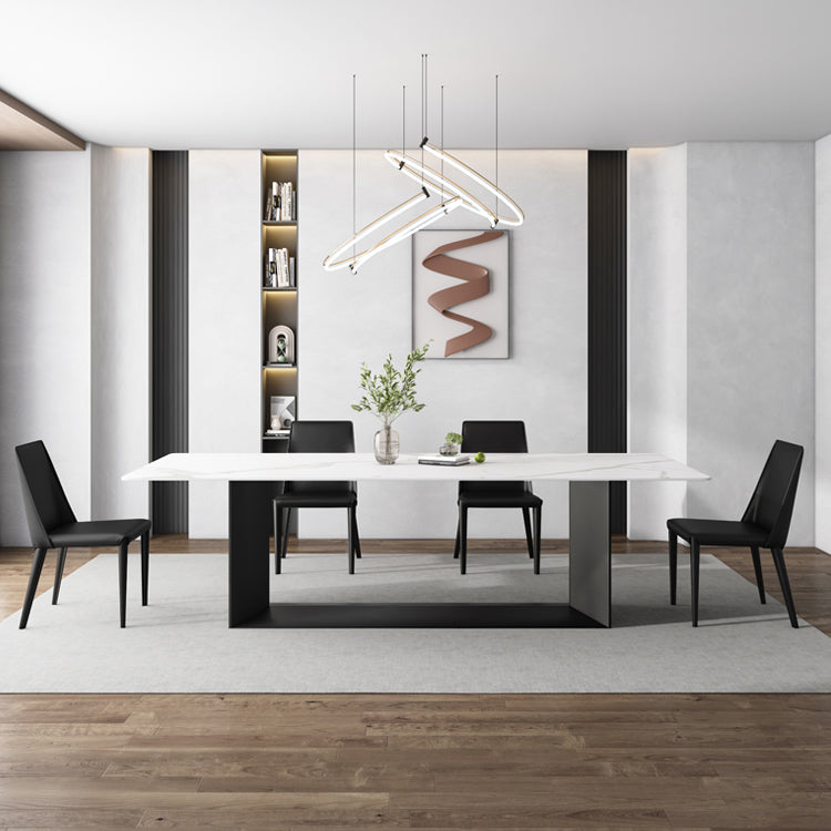 Tavolo da pranzo glam cucina bianca tavolo da pranzo standard in pietra sinterizzato con base di cavalletto
