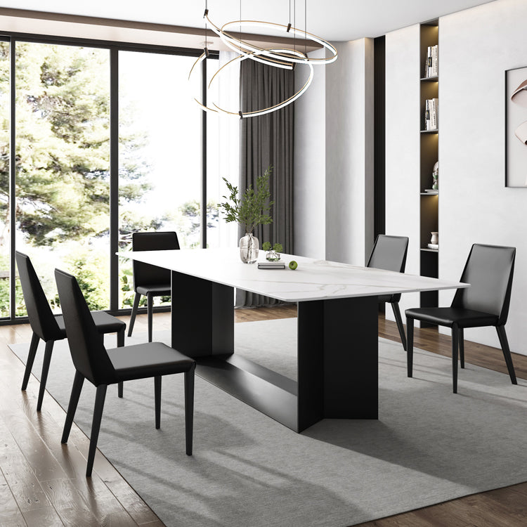 Tavolo da pranzo glam cucina bianca tavolo da pranzo standard in pietra sinterizzato con base di cavalletto