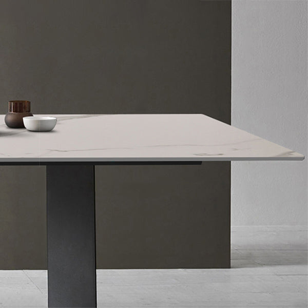 Tavolo da pranzo glam cucina bianca tavolo da pranzo standard in pietra sinterizzato con base di cavalletto