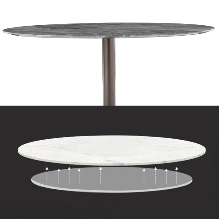Metal Traditional Luxury Round Table Sintered Stone Table with Pedestal Base