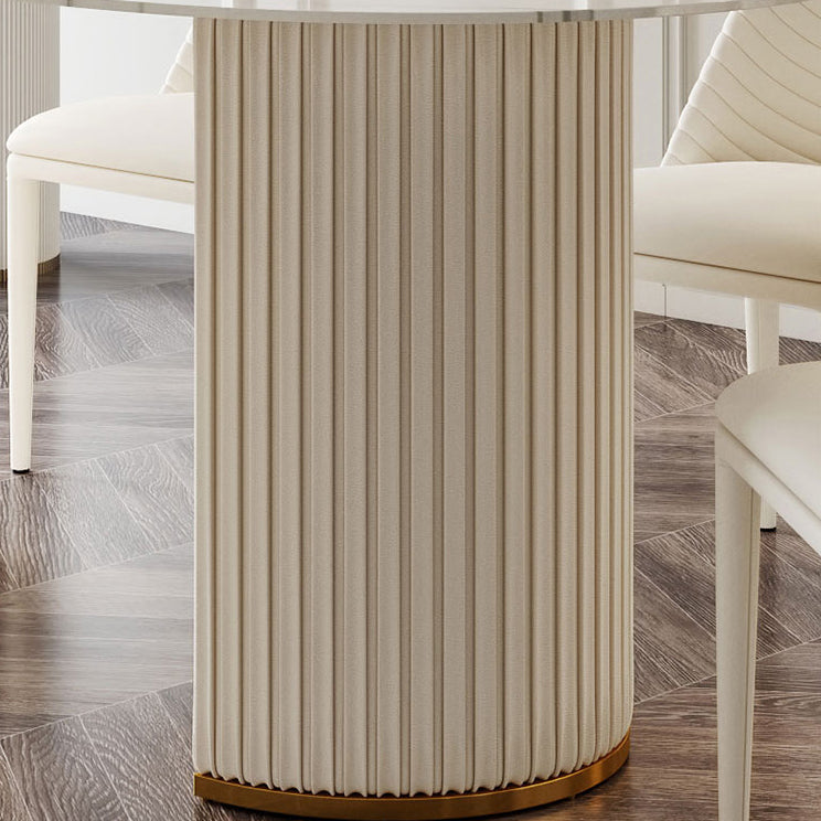 Oval Sintered Stone White Toning Tisch Glam Doppelpodest Tisch für Esszimmer