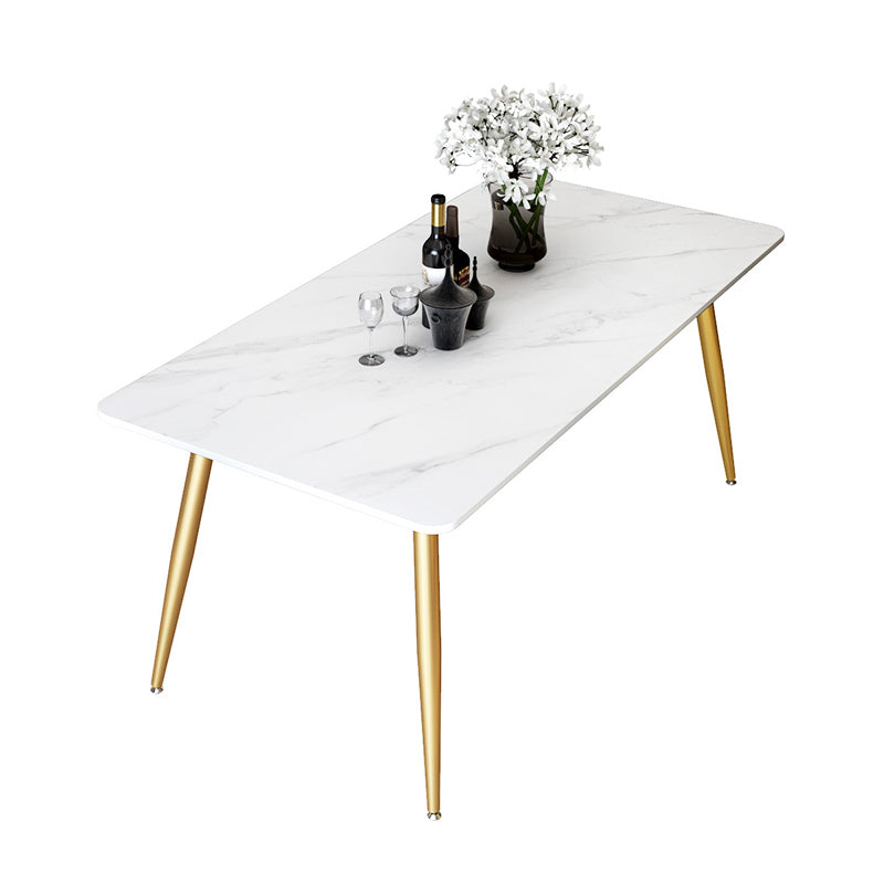 Mesa de rectángulo de lujo tradicional de metal mesa de comedor de piedra sinterizada con 4 patas