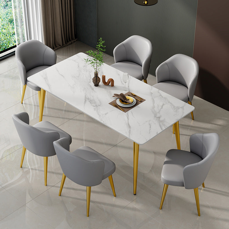 Glam Sintered Stone Küche Esstisch Weißer Küche Esstisch mit 4 Beinen Basis