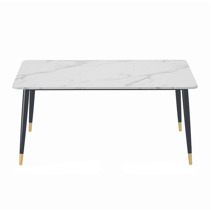 Glam Sintered Stone Küche Esstisch Weißer Küche Esstisch mit 4 Beinen Basis