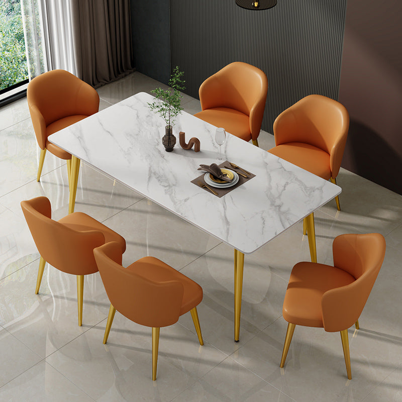 Glam Sintered Stone Küche Esstisch Weißer Küche Esstisch mit 4 Beinen Basis