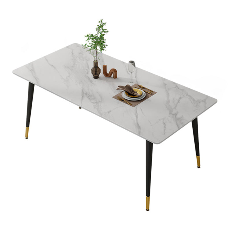 Glam Sintered Stone Küche Esstisch Weißer Küche Esstisch mit 4 Beinen Basis