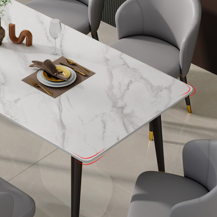 Glam Sintered Stone Küche Esstisch Weißer Küche Esstisch mit 4 Beinen Basis